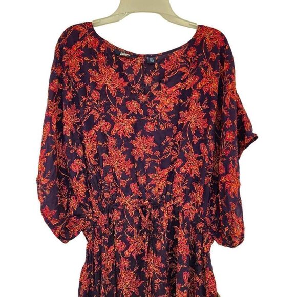 Lands' End Women's Purple/Navy/Red Modal Floral V-Neck Drawstring Swim Cover Up - Picture 7 of 15